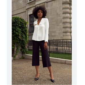 Margaret M Carrie Slimming Black Jacquard 3/4 Wide Leg Pant in Ponte